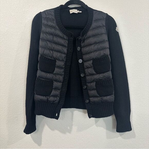 Moncler Maglione Tricot Alla Coreana Down Padded Wool Cardigan Sz Medium Jacket - Picture 2 of 15